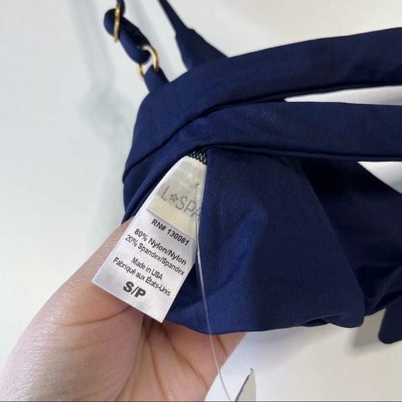 L*space navy blue flashback tie bow front bikini swim top - Picture 4 of 8